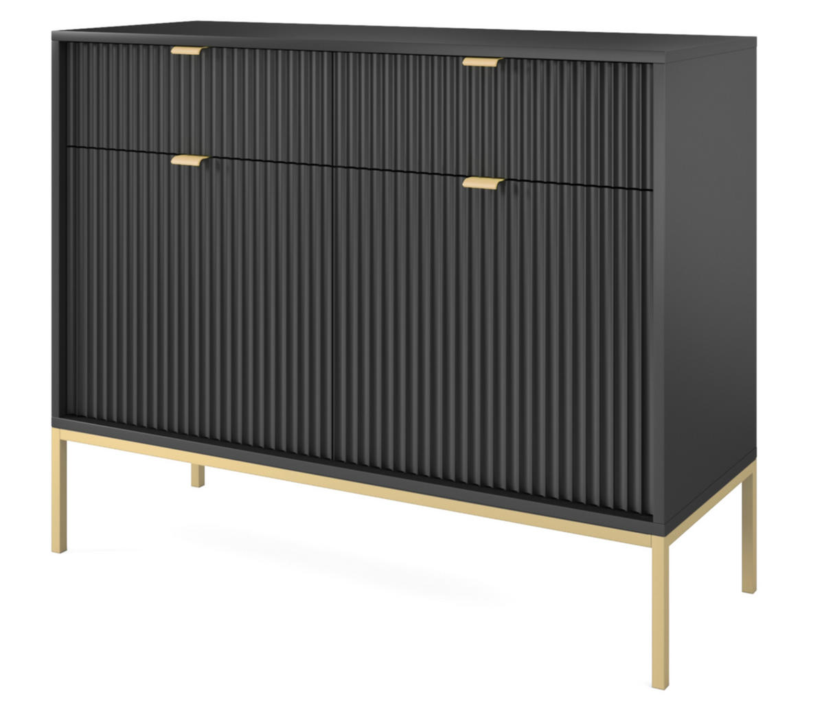 SIDEBOARD Vellore Schwarz mit goldenen Metallbeinen 104 cm - Goldfarben/Schwarz, Holzwerkstoff/Metall (104/83/39cm) - Selsey