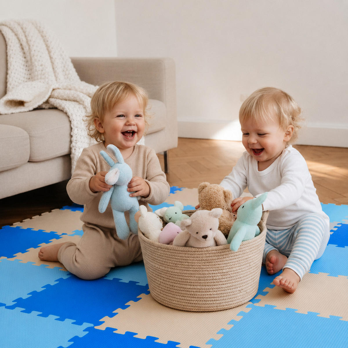 SPIELMATTE ab Null 270/90 cm Puzzlematte Hellblau - Blau, Kunststoff (30/30cm) - Littletom