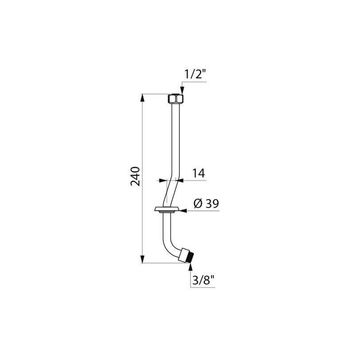 SPÜLROHR G1/2 für Urinal DELTA ab 04/2019 - Chromfarben, Metall (8.5/4/25cm) - Delabie