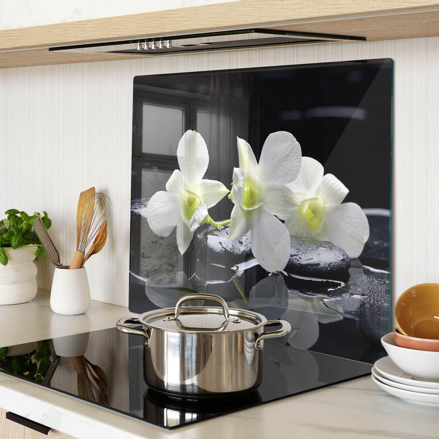 GLASPLATTE 60x52 cm Orchidee - Weiß, Glas (60/0.4/52cm) - TULUP