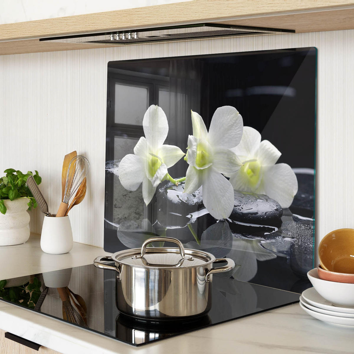 GLASPLATTE 60x52 cm Orchidee - Weiß, Glas (60/0.4/52cm) - TULUP