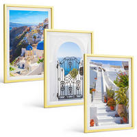 BILDER SET 3er Set - 40x60 cm Goldrahmen - Santorini-Architektur Oia - Goldfarben, Kunststoff (40/60cm) - TULUP