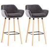 BARHOCKER Grande, 2er Set, Gestell Holz, Samt Grau - Braun/Grau, Holz/Textil (55/99/46cm) - TPFLiving