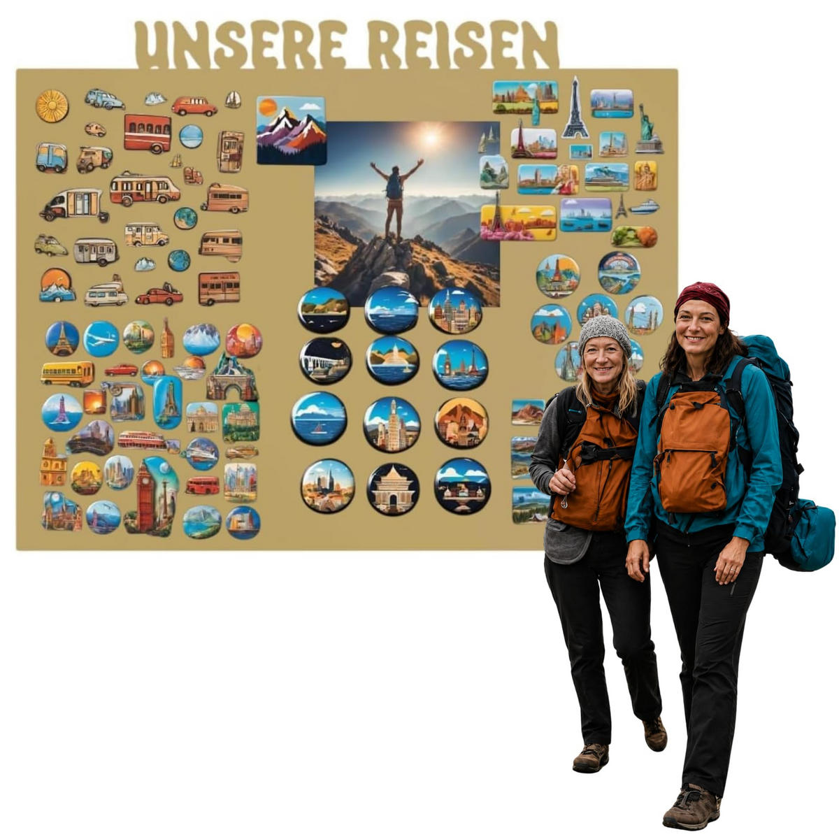MAGNETTAFEL Unsere Reisen Goldfarben 100x80 cm - Goldfarben, Metall (100/80/0.7cm) - ANWICAR