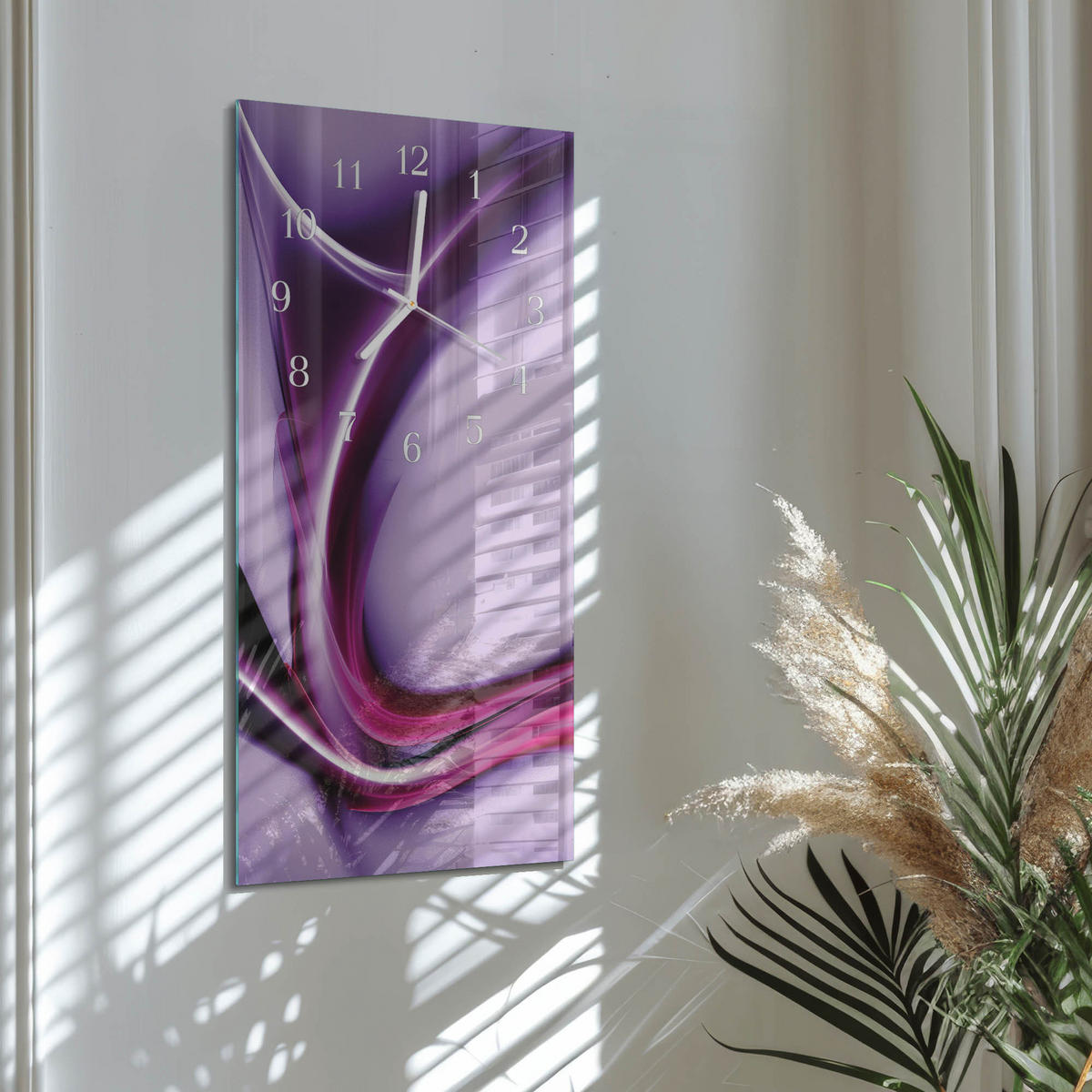 WANDUHR 30x60 cm - Horizont - Lila, Glas (30/60/0.4cm) - TULUP
