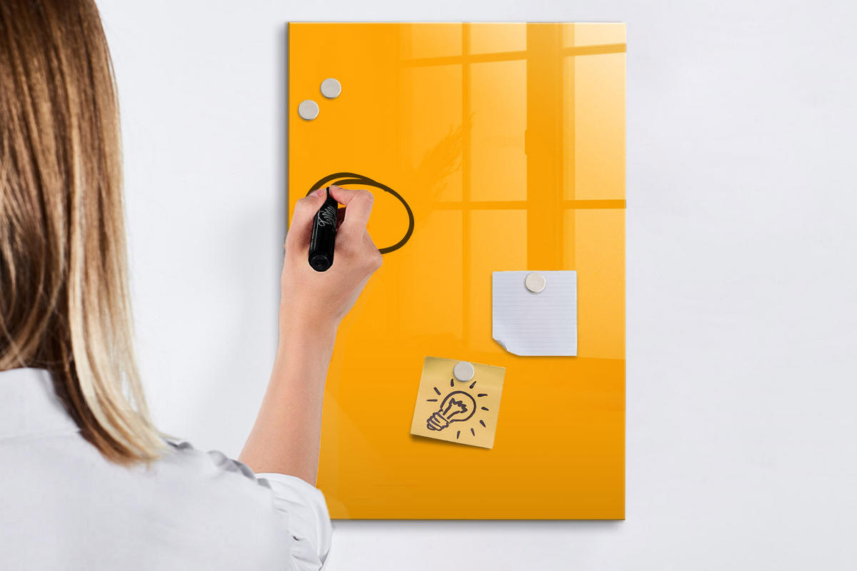 MAGNETTAFEL 40x60 Dunkelgelb schwarzer Marker - Dunkelgelb, Glas (40/0.4/60cm) - TULUP