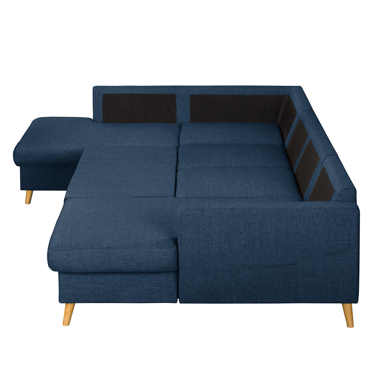 WOHNLANDSCHAFT mit Longchair - Blau/Olivgrün, Textil (290/90/200cm) - home24