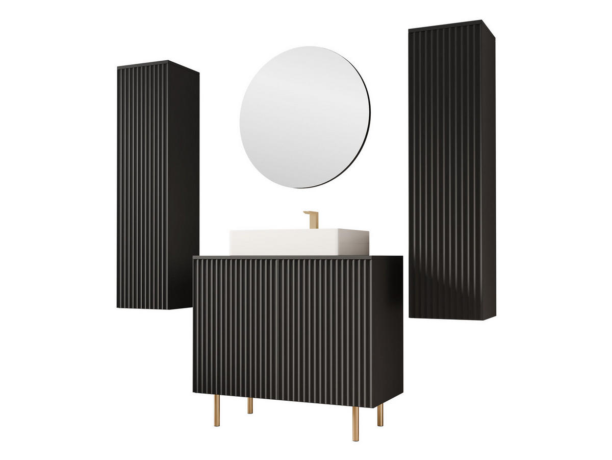 BADMÖBEL-SET Nubia IV - Goldfarben/Schwarz, Holzwerkstoff/Metall (87/79/45cm) - MIRJAN24