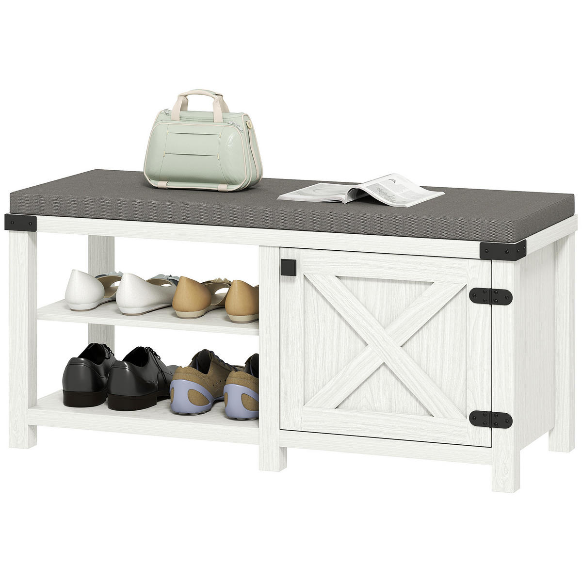 SCHUHBANK Weiß 1 Stück - Weiß, Kunststoff (40/48/100cm) - GiPP