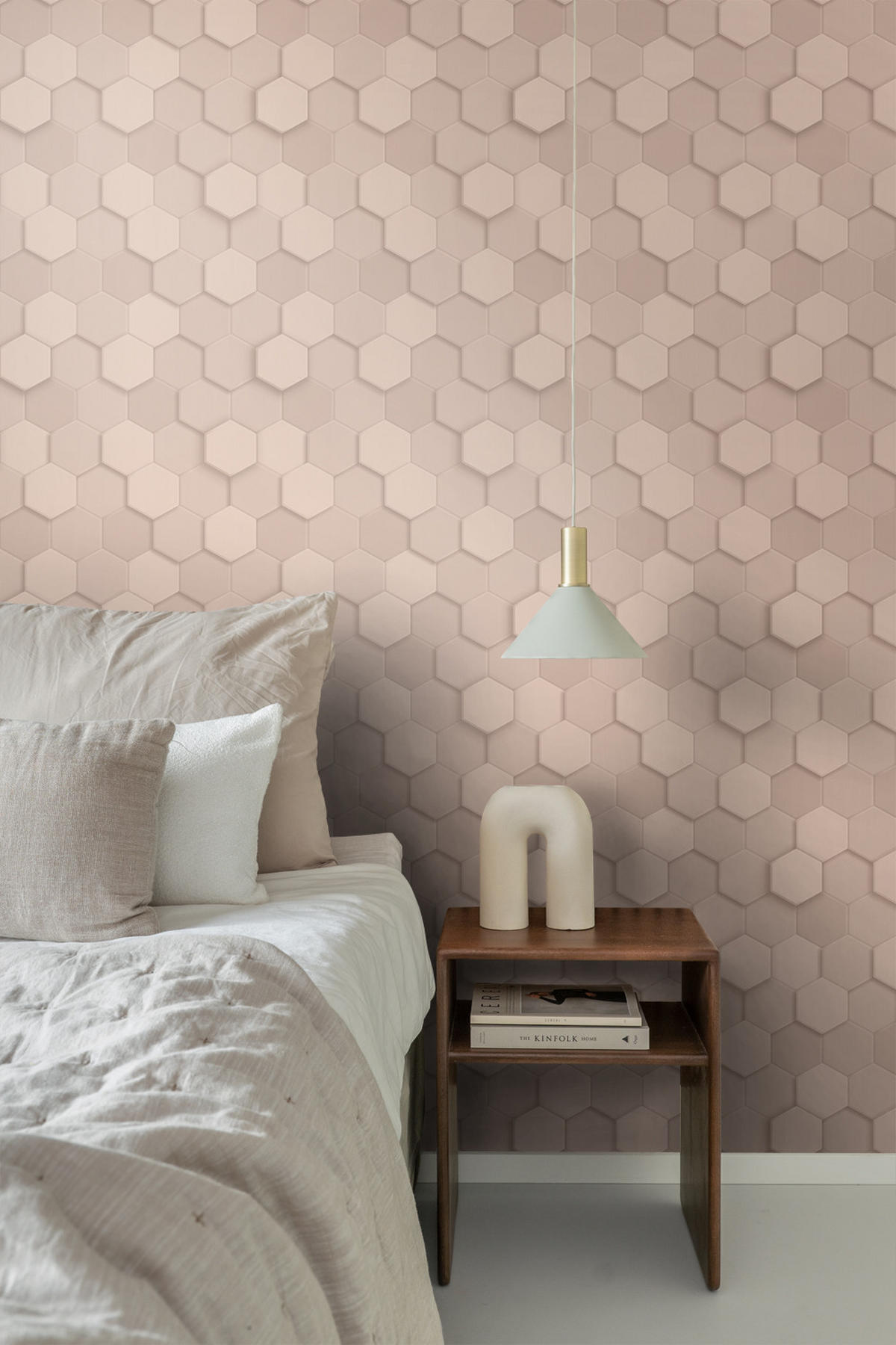 TAPETE 3D Wabenmuster 53 cm x 10.05 m - Pink, Papier (53/1000cm) - Origin Wallcoverings