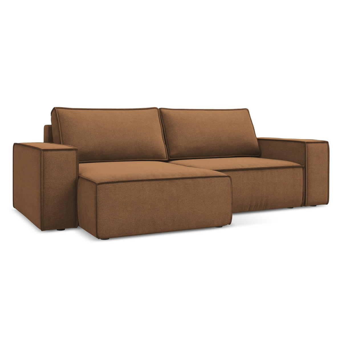 ECKSOFA mit Schlaffunktion Strukturstoff Stoff Orange - Terracotta/Schwarz, Kunststoff/Textil (148/257cm) - LaMiaSofa
