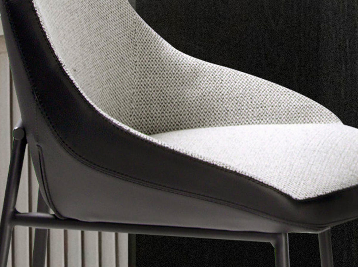 BARHOCKER Hocker aus grauem Stoff und schwarzem Öko-Leder 51/50/90 cm - Schwarz/Grau, Leder/Textil (51/90/50cm) - ANGEL CERDA