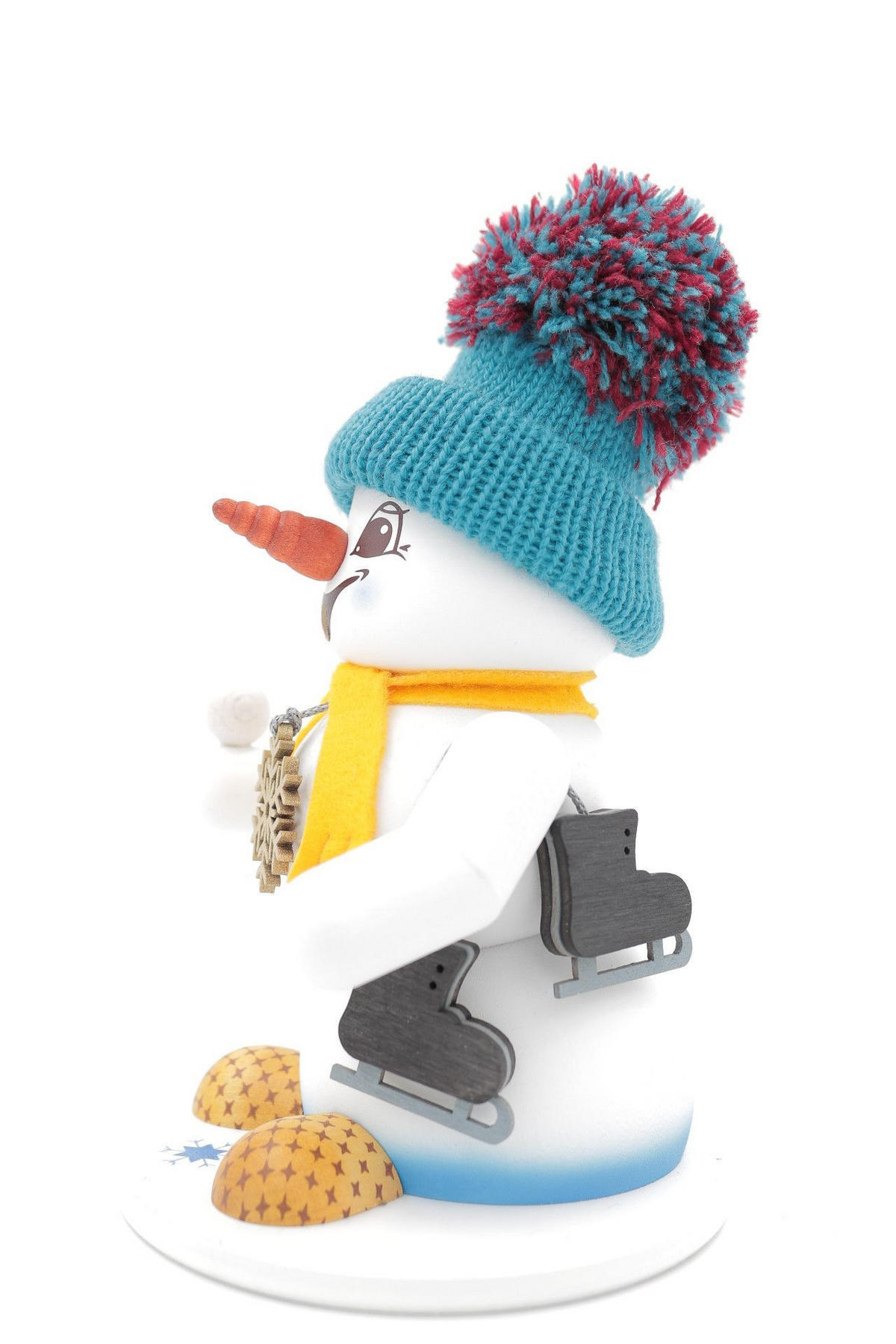 RAUCHFIGUR Schneemann Weiß Schlittschuh 19 cm - Multicolor, Holz (15/19/0.1cm)