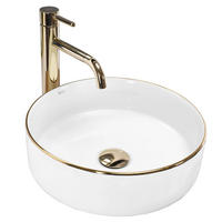 AUFSATZWASCHBECKEN Rea Sami Gold Edge - Weiß, Keramik (36/11.5/36cm) - REA