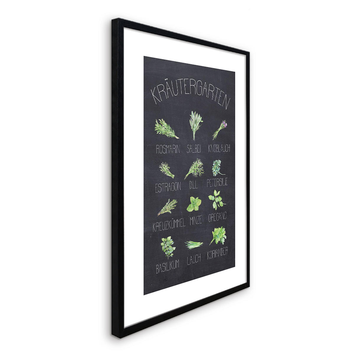 POSTER mit Rahmen 50x70 cm Küche Kräuter - Anthrazit, Holz (51/71cm) - artissimo