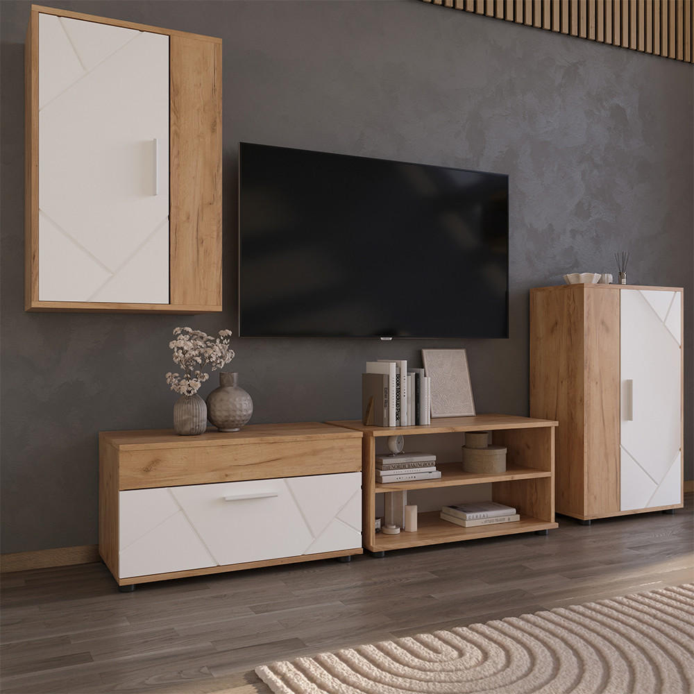 WOHNZIMMERSCHRÄNKE Berno Goldkraft Eiche/Weiß 2 Teile - Honigeiche/Weiß, Holzwerkstoff (70.8/38.9/35.3cm) - Vicco