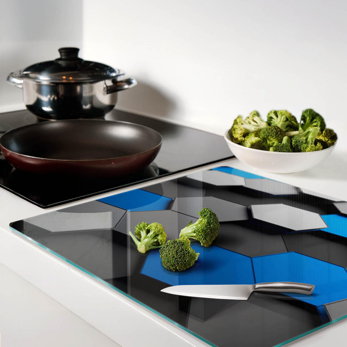 GLASPLATTE 60x52 cm 3D - Schwarz, Glas (60/0.4/52cm) - TULUP