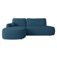 ECKSOFA Loridu O Cord, Seite: Links - Blau/Schwarz, Holz/Kunststoff (274/174cm) - MIRJAN24
