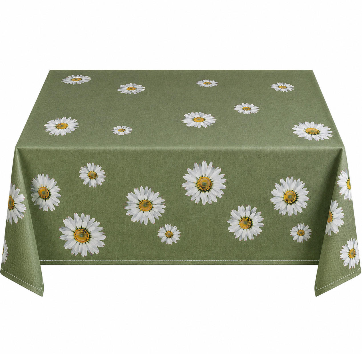 TISCHDECKE 130/170 cm Oliv rechteckig Gänseblümchen - Olivgrün, Textil (130/170cm) - TiborTex