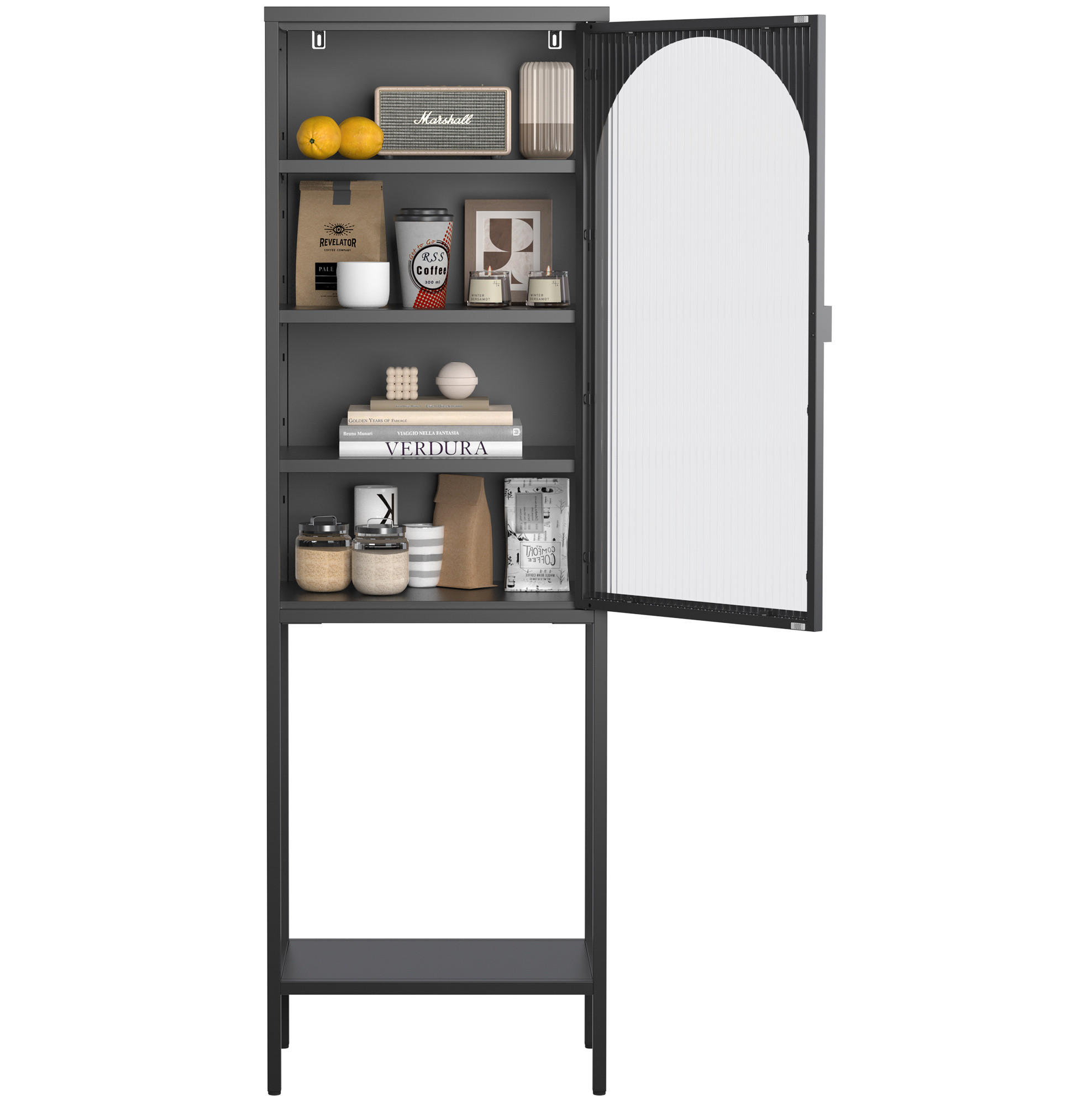 VITRINE 50/35/160 cm Schwarz aus Metall und Glas mit verstellbaren Einlegeböden - Schwarz, Glas (35/160/50cm) - OKMYHOME