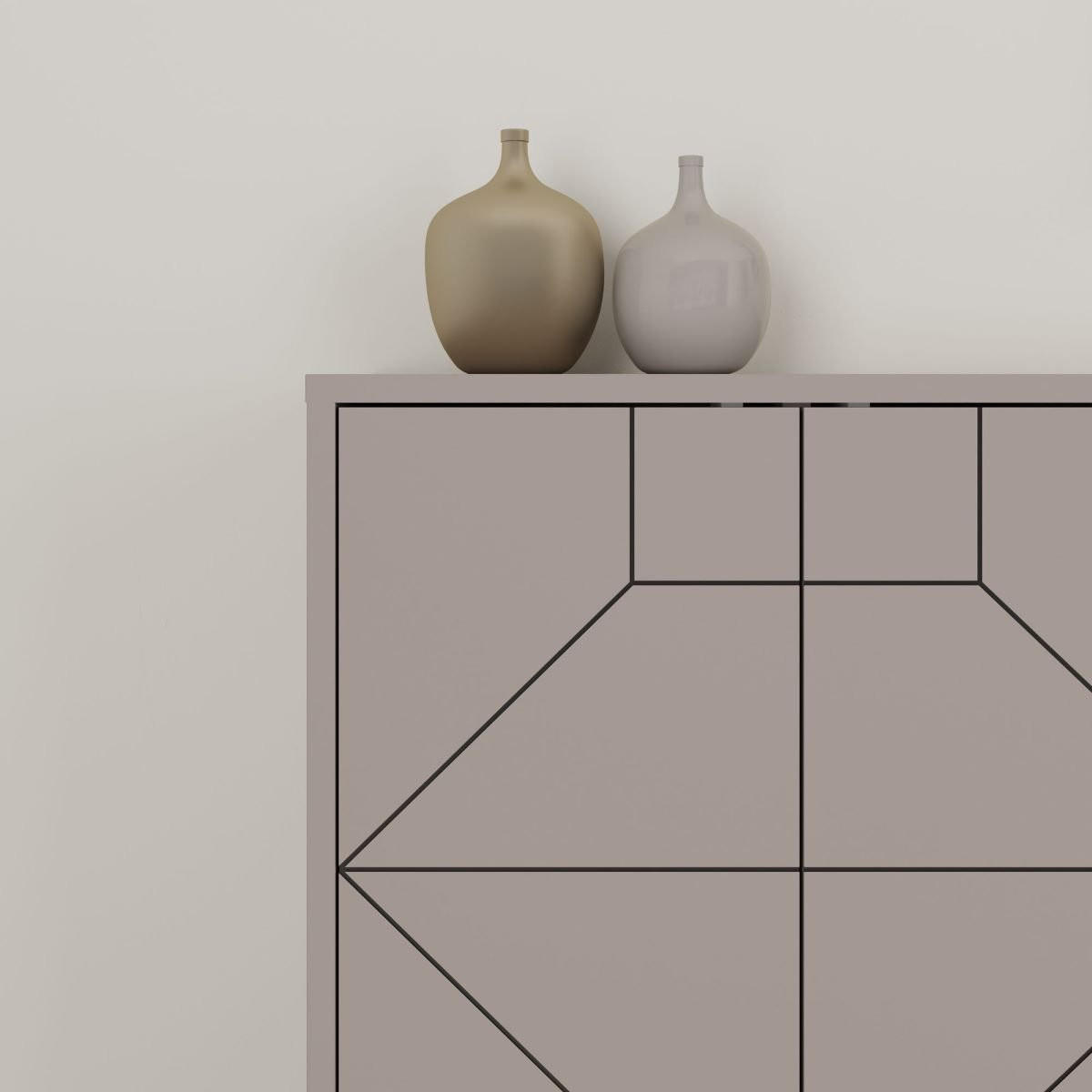 SIDEBOARD mit 6 dekorierten Türen L184 cm - Dune - Taupe, Holzwerkstoff (35/77.4/184cm) - Calicosy