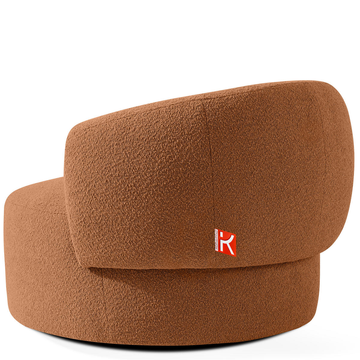 DREHSESSEL VIRA, Rost, Bouclé - Rotbraun/Schwarz, Holz/Holzwerkstoff (105/76/100cm) - KONSIMO®