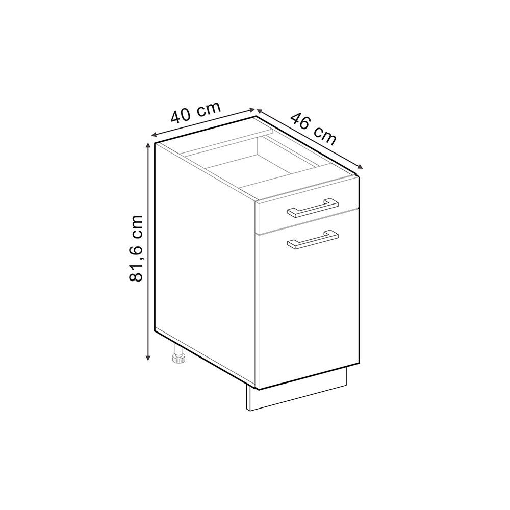 Thumbnail - Vicco Küchenunterschrank, Schwarz Hochglanz, Weiß, Holzwerkstoff, 3 Fächer, Rechteckig, 40x81.6x46 cm, Küchen, Küchenmöb...