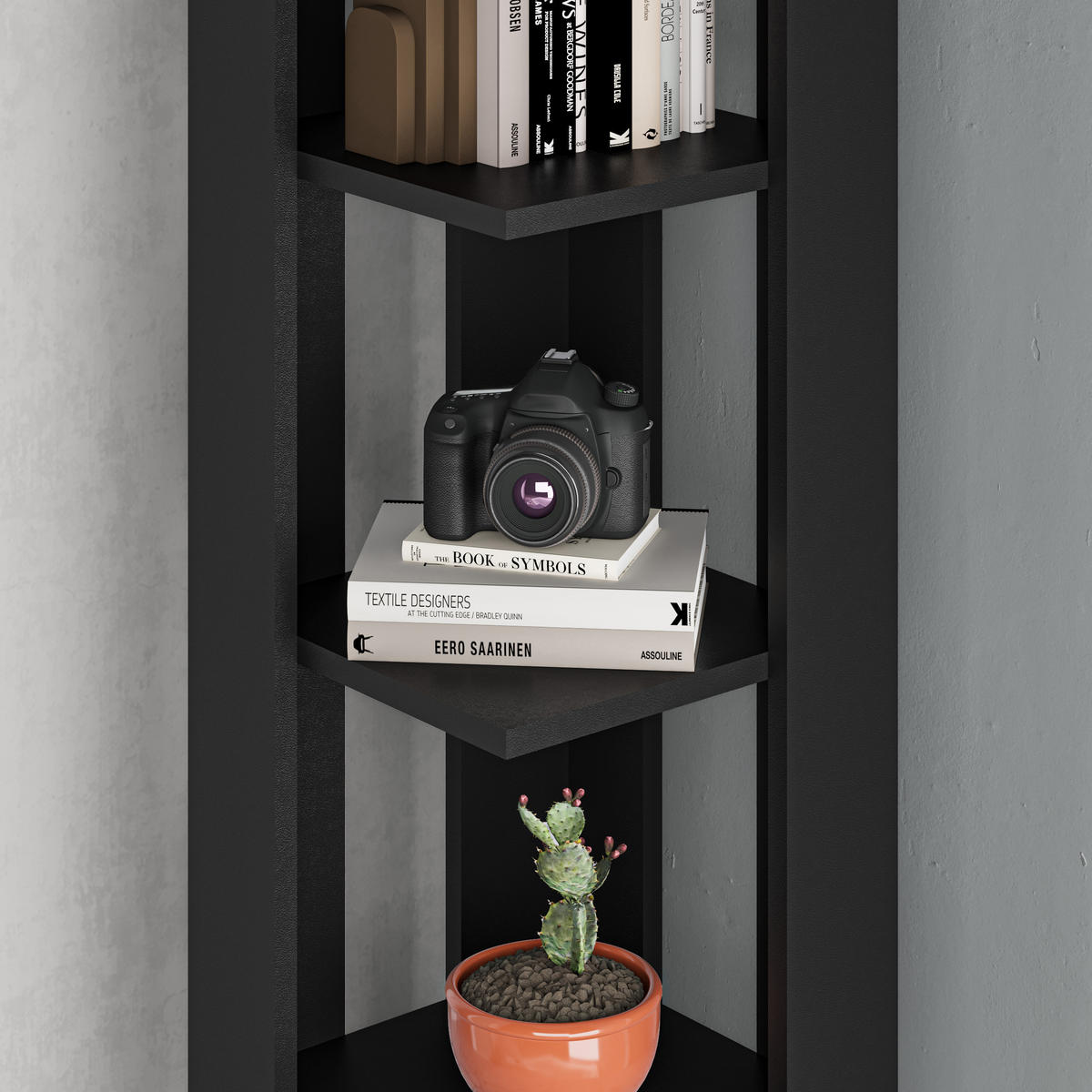 ECK BÜCHERREGAL Nati Schwarz Bute 34/34/161 cm - Schwarz, Holzwerkstoff (34/160.8/34cm) - Decortie