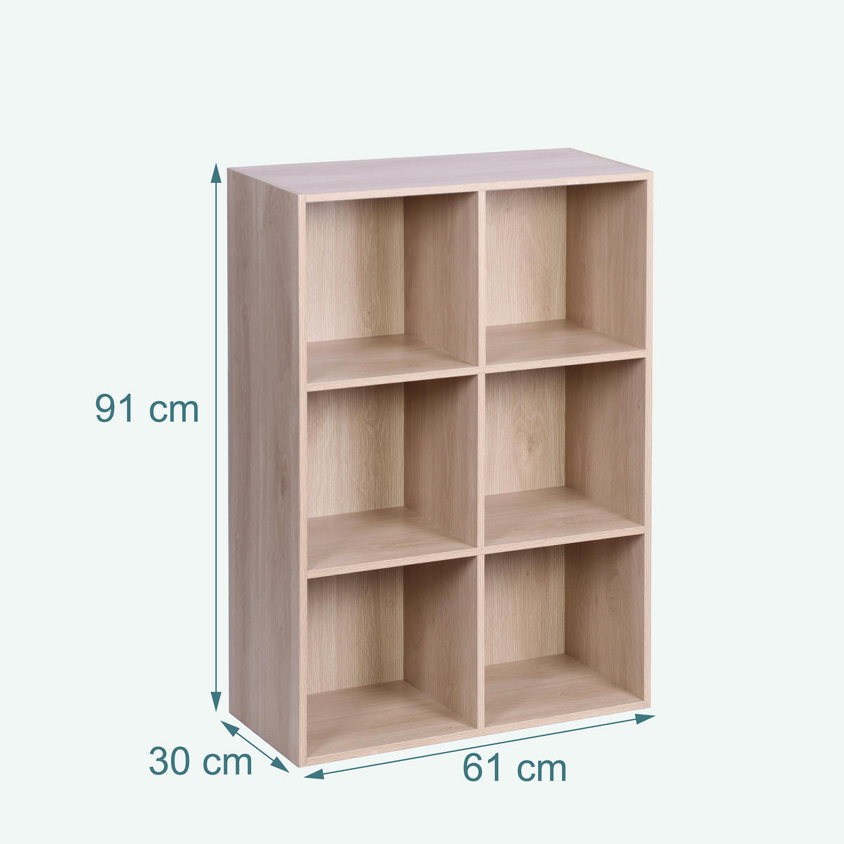 BÜCHERREGAL - Hellbraun, Holzwerkstoff/Textil (61/91/30cm) - Relaxdays