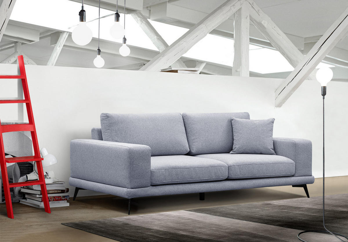 SOFA MEDIOLANE 3-Sitzer, hellblau - Hellblau, Holzwerkstoff/Textil (233/87/96cm) - Courtois Laville