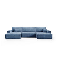 WOHNLANDCHAFT Pablo U mit Schlaffunktion Himmelblau Cord - Blau, Textil (398/85/148cm) - Bromarkt
