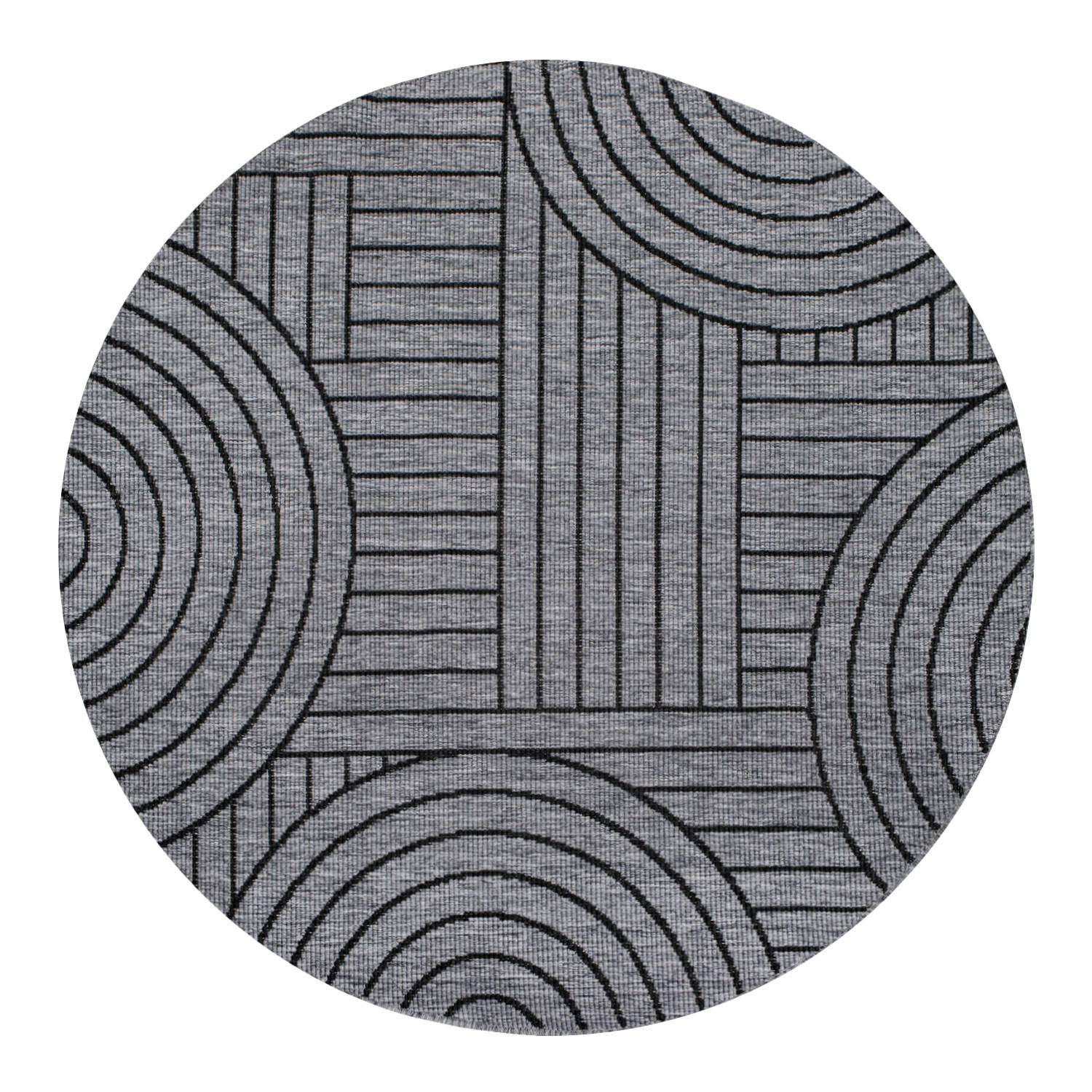 OUTDOOR-TEPPICH DuoRug 5842 Anthrazit 120x120 cm - Anthrazit, Textil (120/120cm) - carpet city