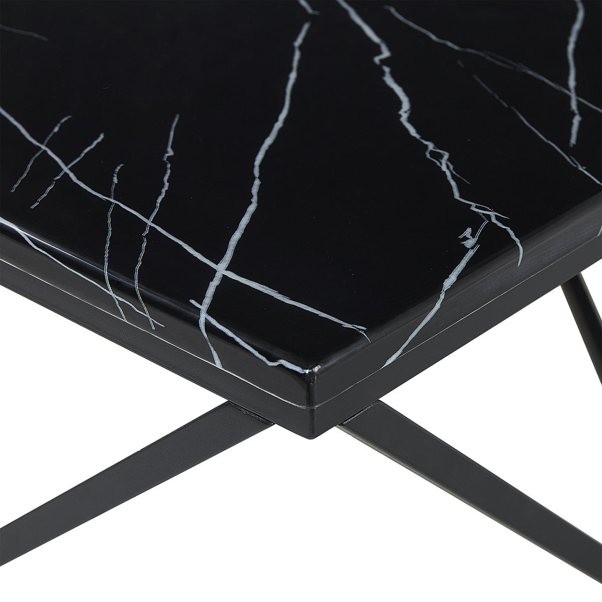 COUCHTISCH Marmor Optik schwarz quadratisch 80/80 cm Malibu - Schwarz, Holzwerkstoff (80/80/40cm) - Beliani