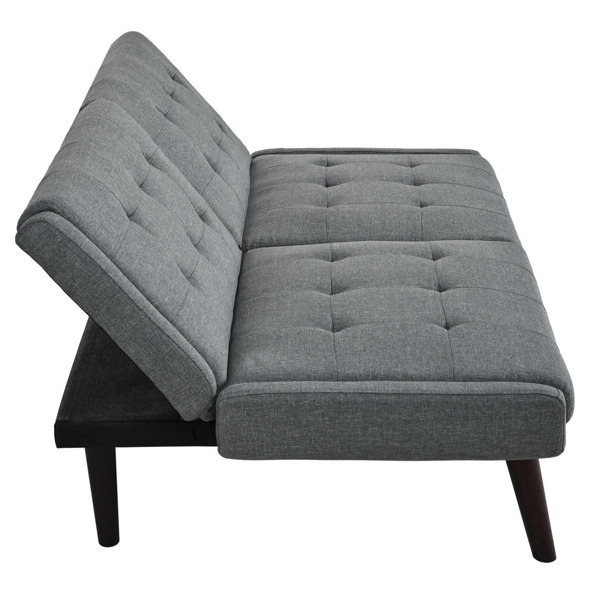 SCHLAFSOFA aus Leinen 146 cm in Grau mit 5-fach verstellbarer Rückenlehne - Grau, Textil (157/70/51cm) - Modfu