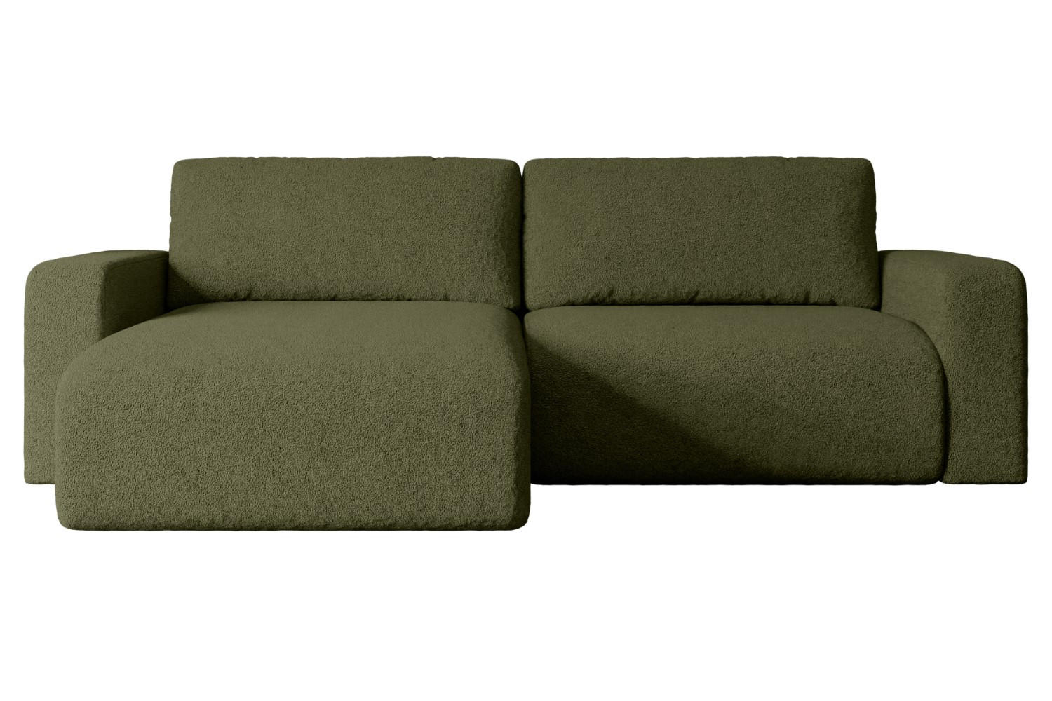 ECKSOFA mit Schlaffunktion und Bettkasten KLEEA-L - 247x143x83 cm Grün Bouclé - Schwarz/Grün, Holzwerkstoff/Kunststoff (247/143cm) - ALTDECOR