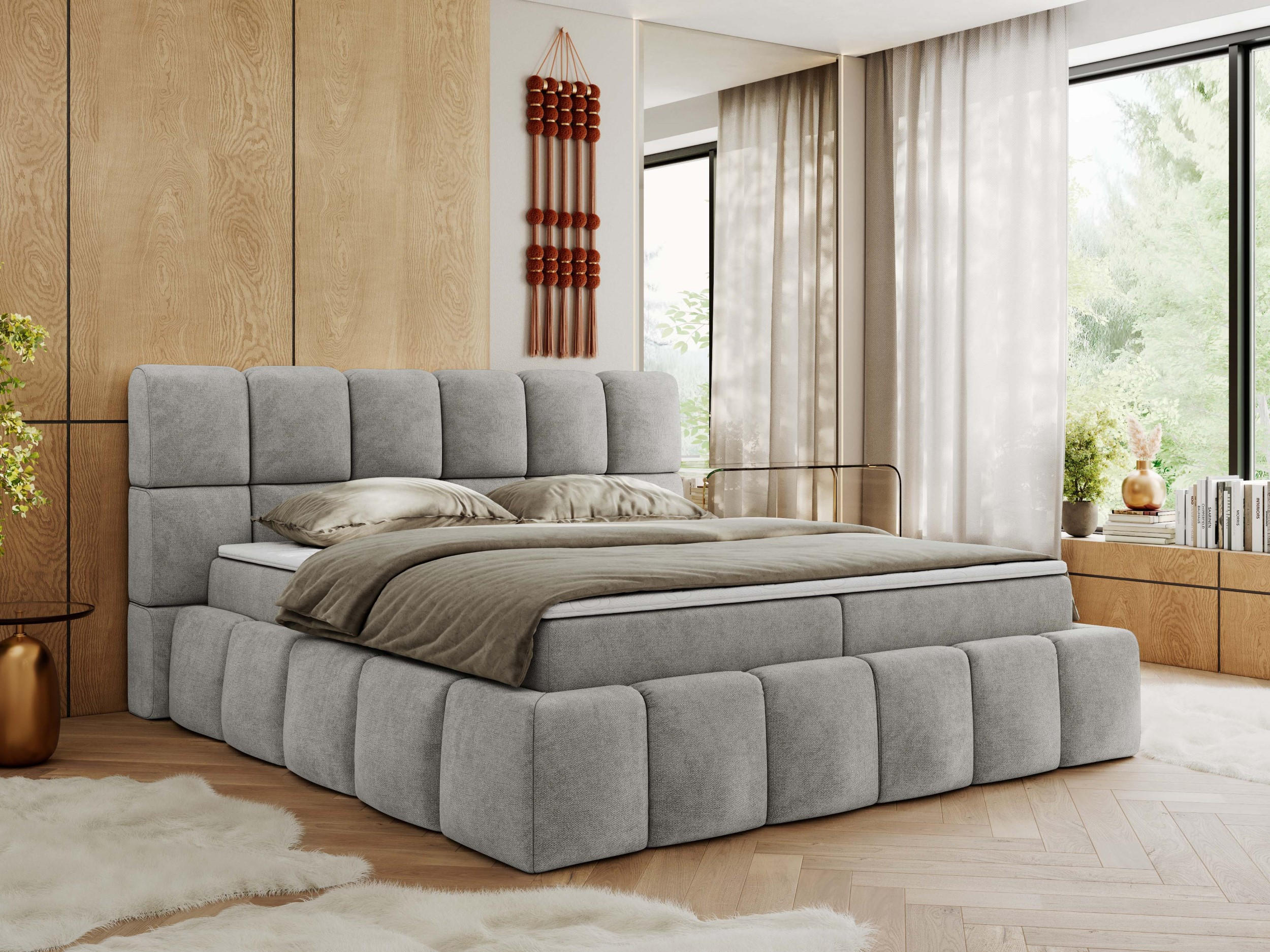 Thumbnail - MKS Boxbett, Hellgrau, Textil, 2-Sitzer, H4, 7-Zonen, Rechteckig, 200x200 cm, Oeko-Tex®, Schlafzimmer, Betten, Boxspring...