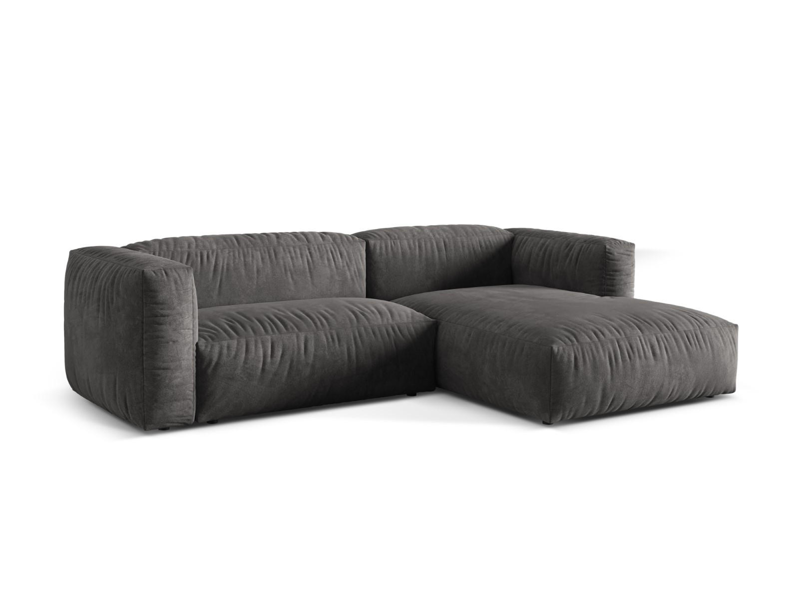ECKSOFA modular rechts Martina aus Samt grau 2 Sitzplätze - Grau, Textil (176/283cm) - Micadoni