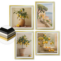 WANDBILDER 4er Set - 50x50 cm & 40x60 cm Goldrahmen - Zitronenbäume im Topf - Goldfarben, Kunststoff (50/50cm) - ArtPrintCave