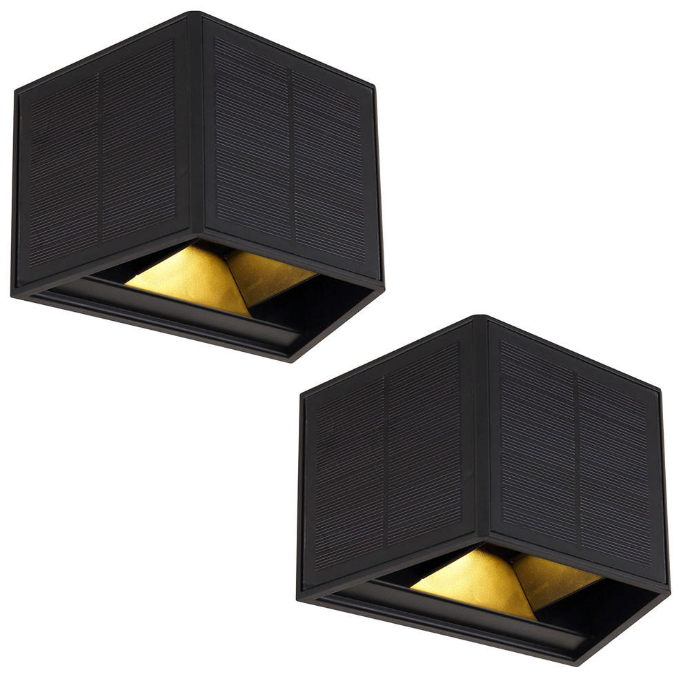 AUSSEN-WANDLEUCHTE, LED, Solar Up and Down, Schwarz, 2er Set - Schwarz, Kunststoff (9.6/9.9/15.4cm) - Globo Lighting