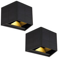 AUSSEN-WANDLEUCHTE, LED, Solar Up and Down, Schwarz, 2er Set - Schwarz, Kunststoff (9.6/9.9/15.4cm) - Globo Lighting