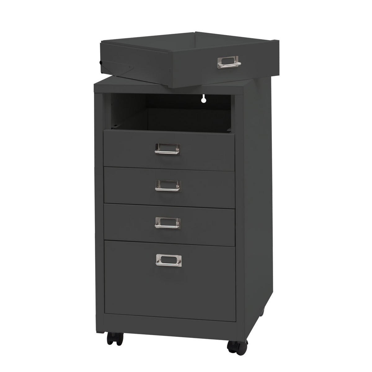 ROLLCONTAINER 75x40x41cm Metall 5 Schubladen Dunkelgrau - Dunkelgrau, Metall (40/75/41cm) - PROREGAL