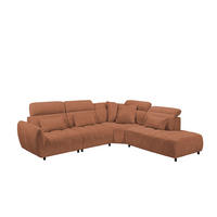 ECKSOFA mit verstellbaren Kopflehnen und Nosagfederung - Terra cotta, Textil (285/339cm) - ed exciting design