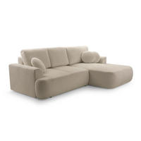 ECKSOFA FILO Beige Boucle-Stoff mit Schlaffunktion - Beige, Holz (260/168cm) - MASSENO