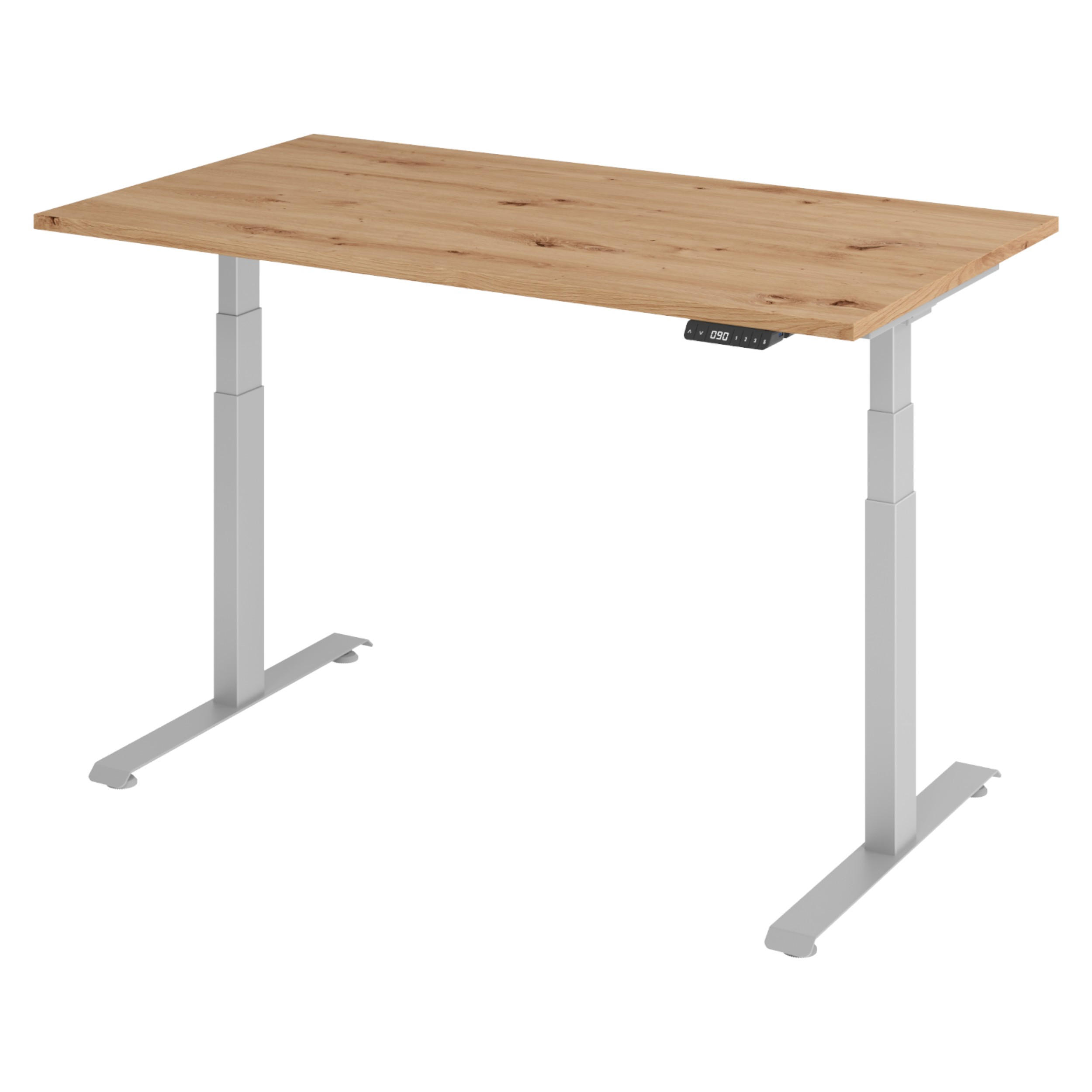 bümö Schreibtisch Wildeiche, Silber 140x74x80 cm