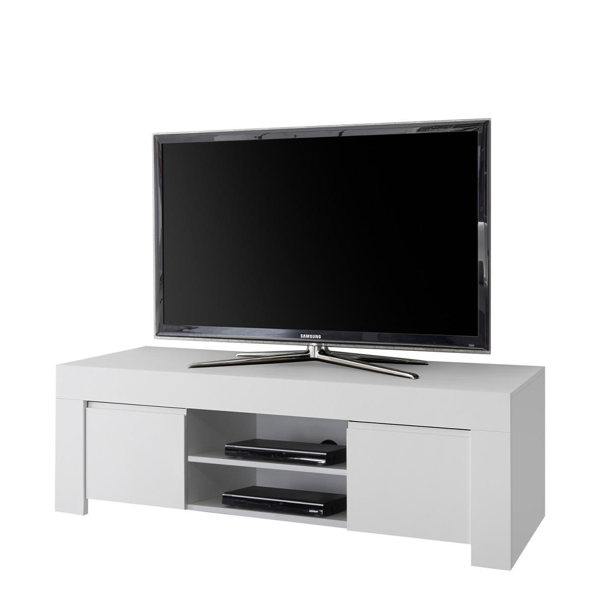TV-MÖBEL mit 2 Türen L138 cm - Firenze - Weiß, Holzwerkstoff (42/44/138cm) - Calicosy