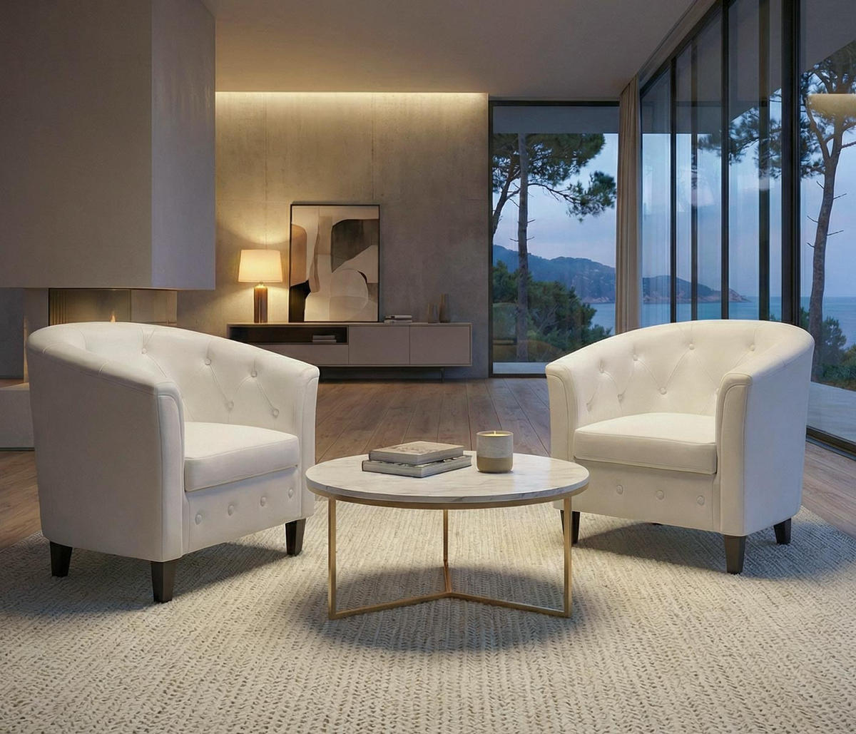 LOUNGESESSEL Weiß - Weiß, Textil (71/75/66cm) - MCW