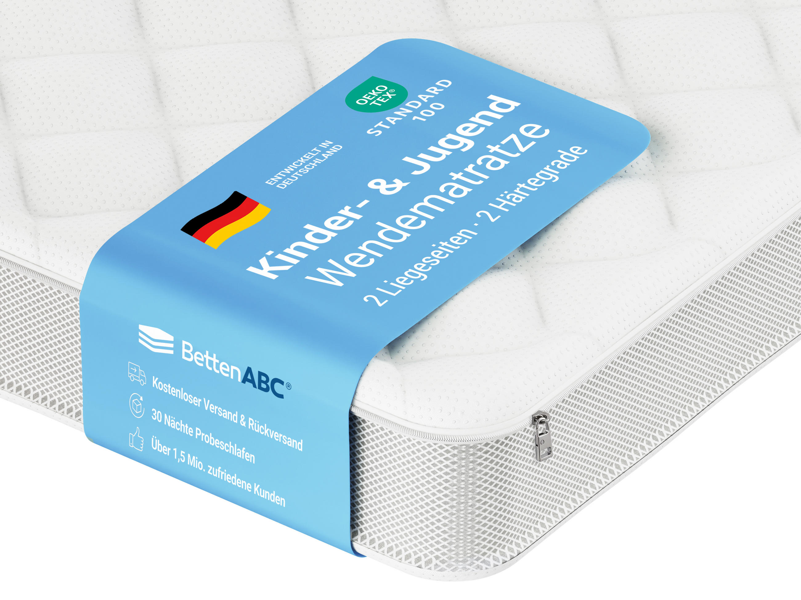 BETTEN-ABC Kidz-Duo Wendematratze mit waschbarem Bezug, Gesamthöhe ca. 14 cm - Weiß, Textil (100/200cm) - Betten-ABC