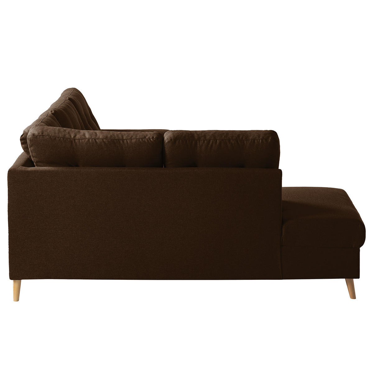 ECKSOFA mit Ottomane - Webstoff - Hellbraun/Dunkelbraun, Holz/Textil (230/200cm) - home24