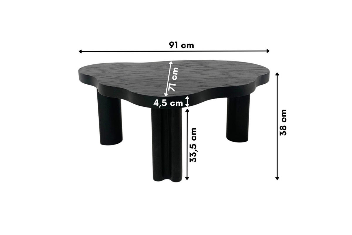 COUCHTISCH ORGANICA S Kompakt, Künstlerisch Und Natürlich Schwarz - Schwarz, Eichenholz/Holz (71/91/38cm) - Kaiser Möbel