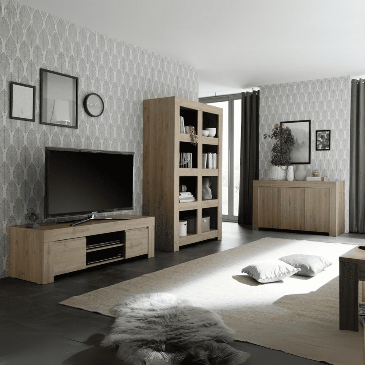 TV-MÖBEL mit 2 Türen L138 cm - Firenze - Eichefarben, Holzwerkstoff (42/44/138cm) - Calicosy